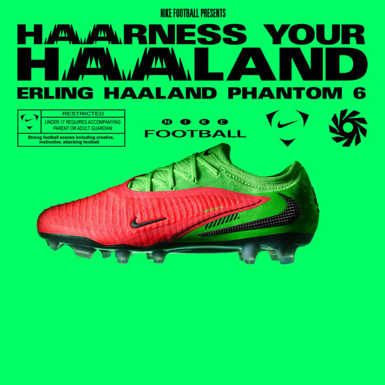Erling Haaland che indossa scarpe da calcio Nike Phantom 6