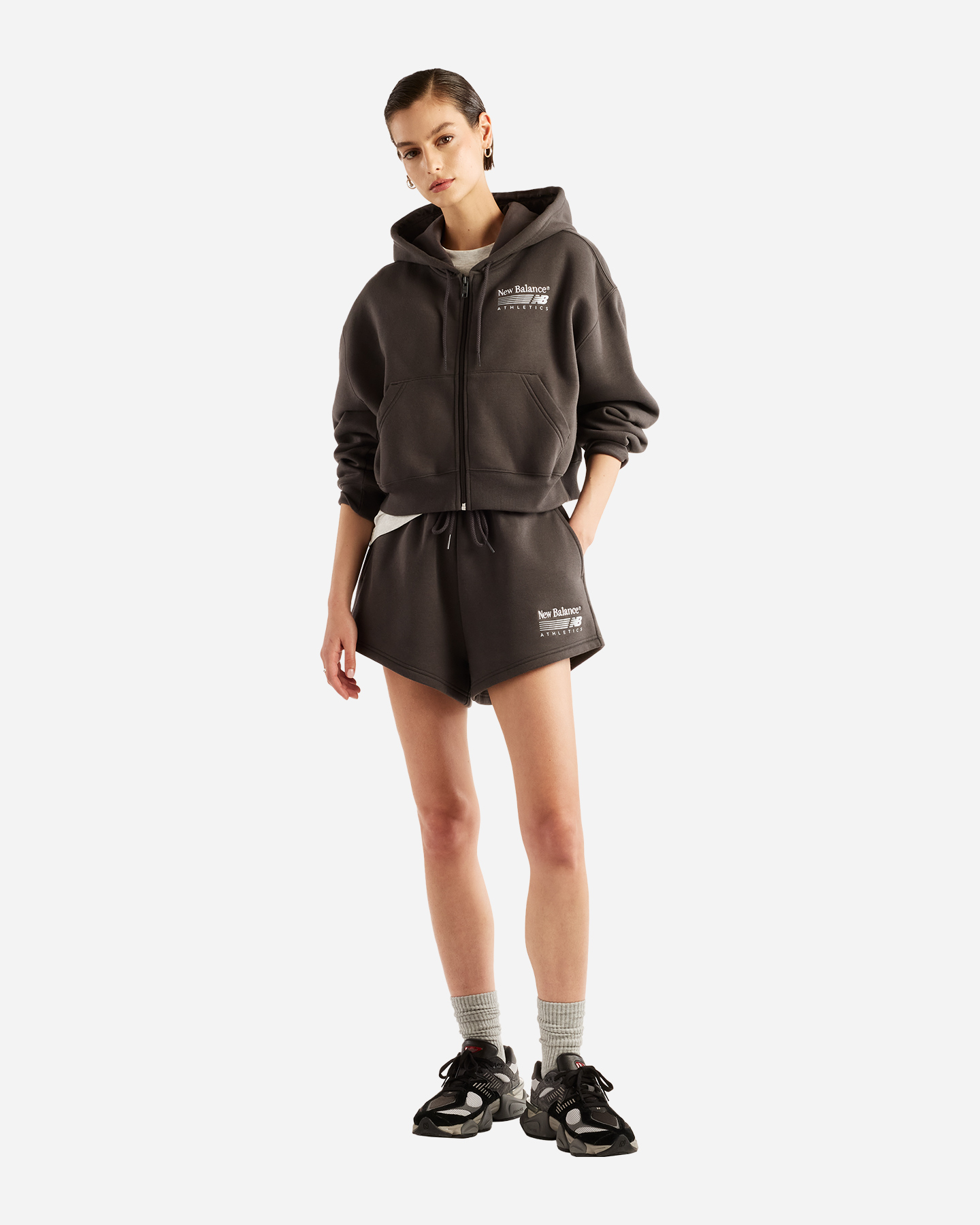 Felpa NEW BALANCE TRACKSIDE SMALL LOGO W - Grigio - 2 | Cisalfa Sport