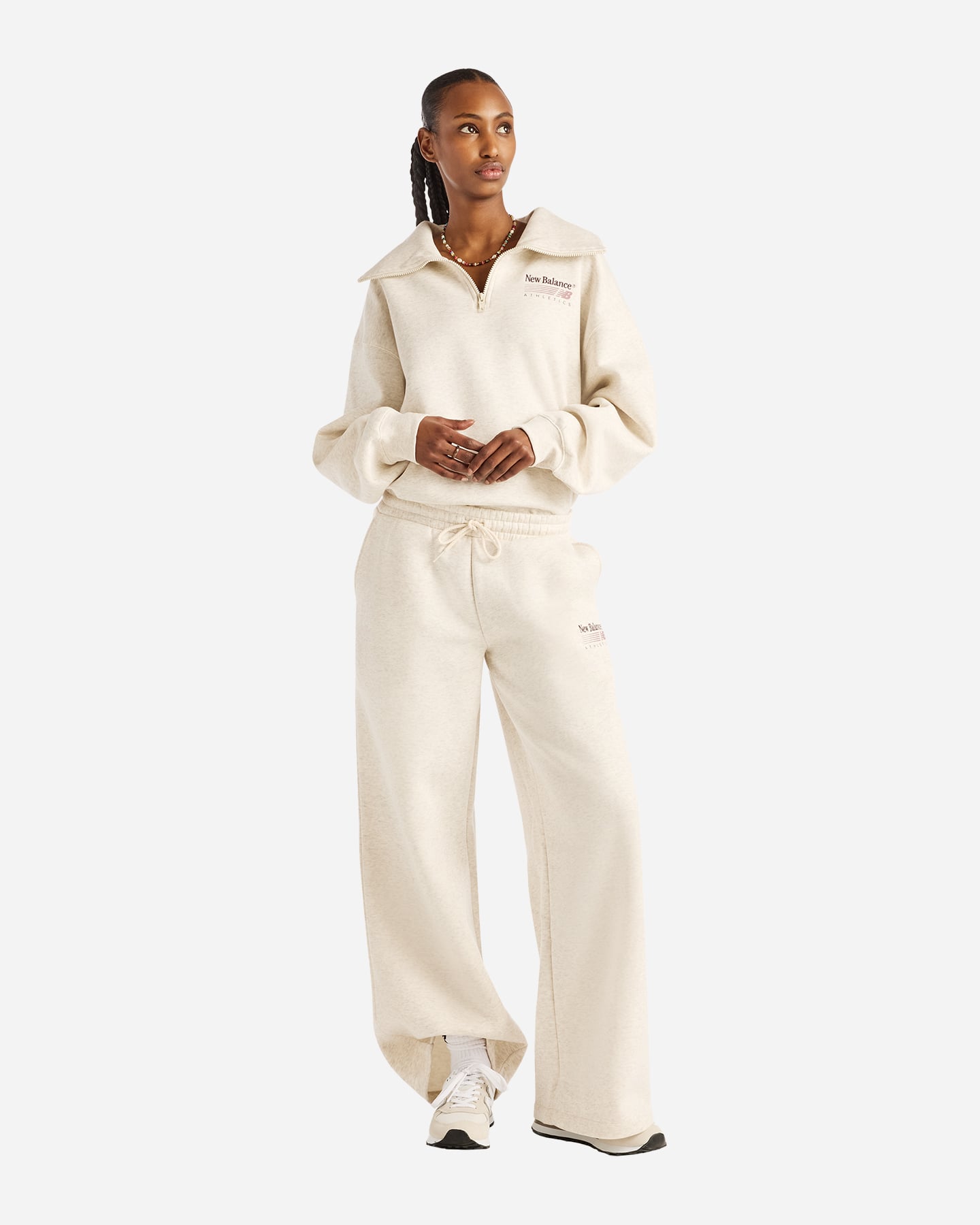 Pantalone training NEW BALANCE WIDE LEG TRACKSIDE W - Beige - 1 | Cisalfa Sport