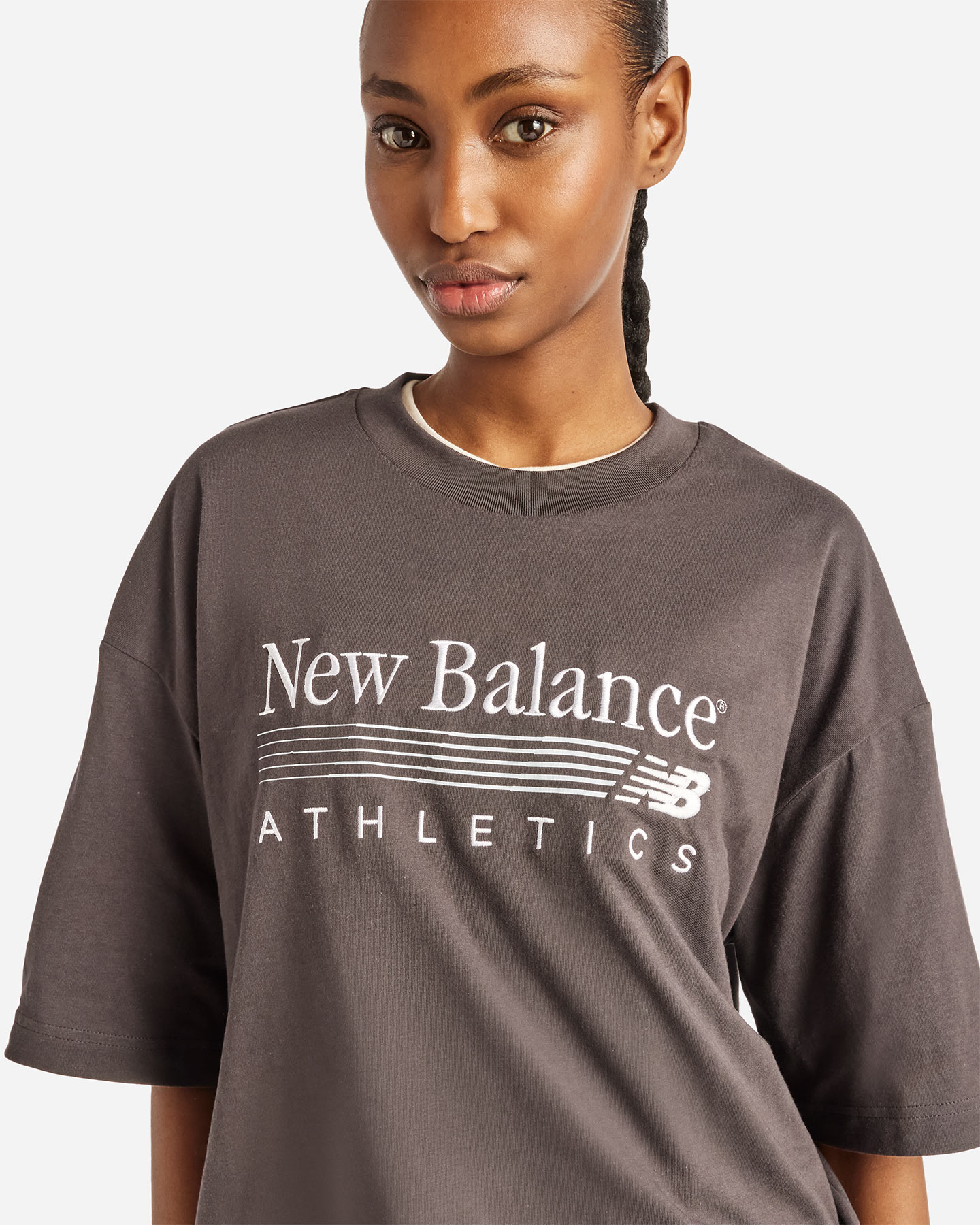 T-shirt NEW BALANCE OVERSIZE TRACKSIDE W - Grigio - 3 | Cisalfa Sport