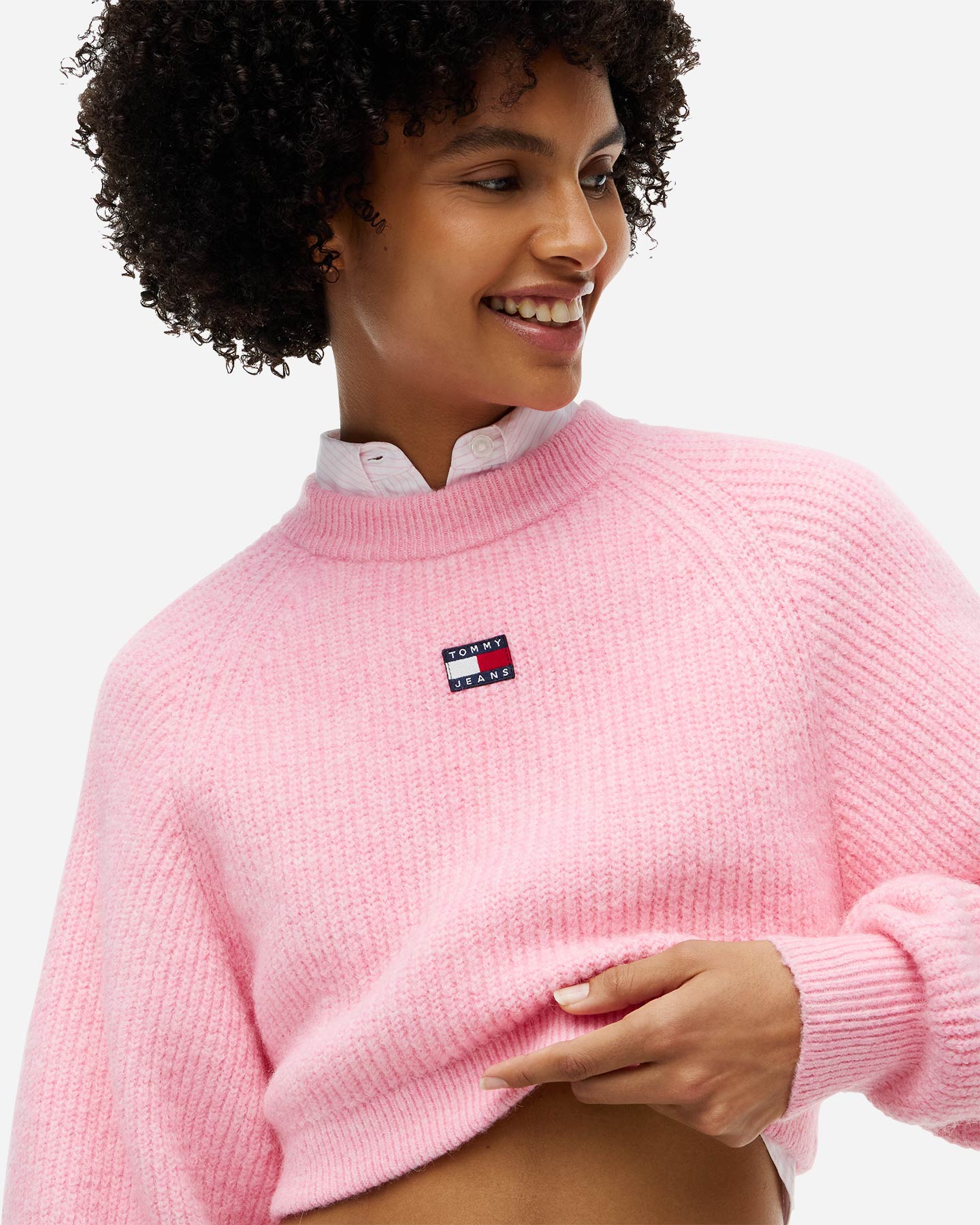 Maglione TOMMY HILFIGER CROP BADGE W - Rosa - 4 | Cisalfa Sport