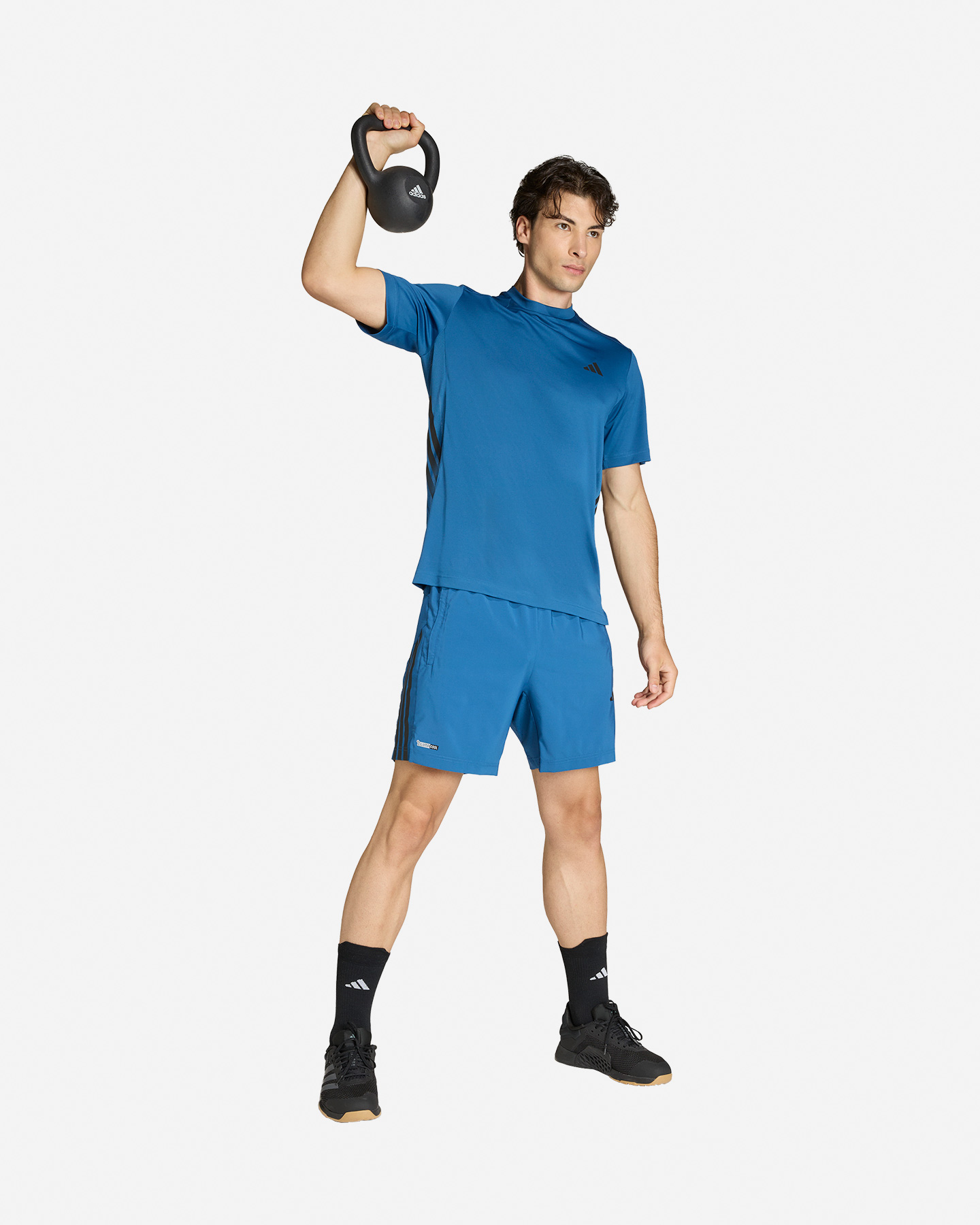 T-shirt training ADIDAS TECH ESSENTIALS 3STRIPES M - Blu - 3 | Cisalfa Sport