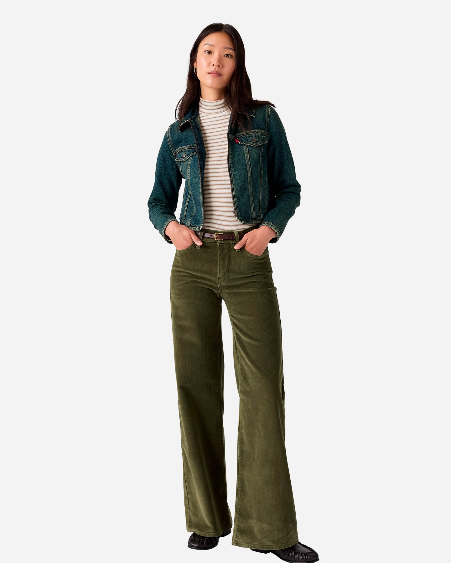 Pantalone LEVI'S WIDE LEG CORDUROY W - Verde - 4 | Cisalfa Sport