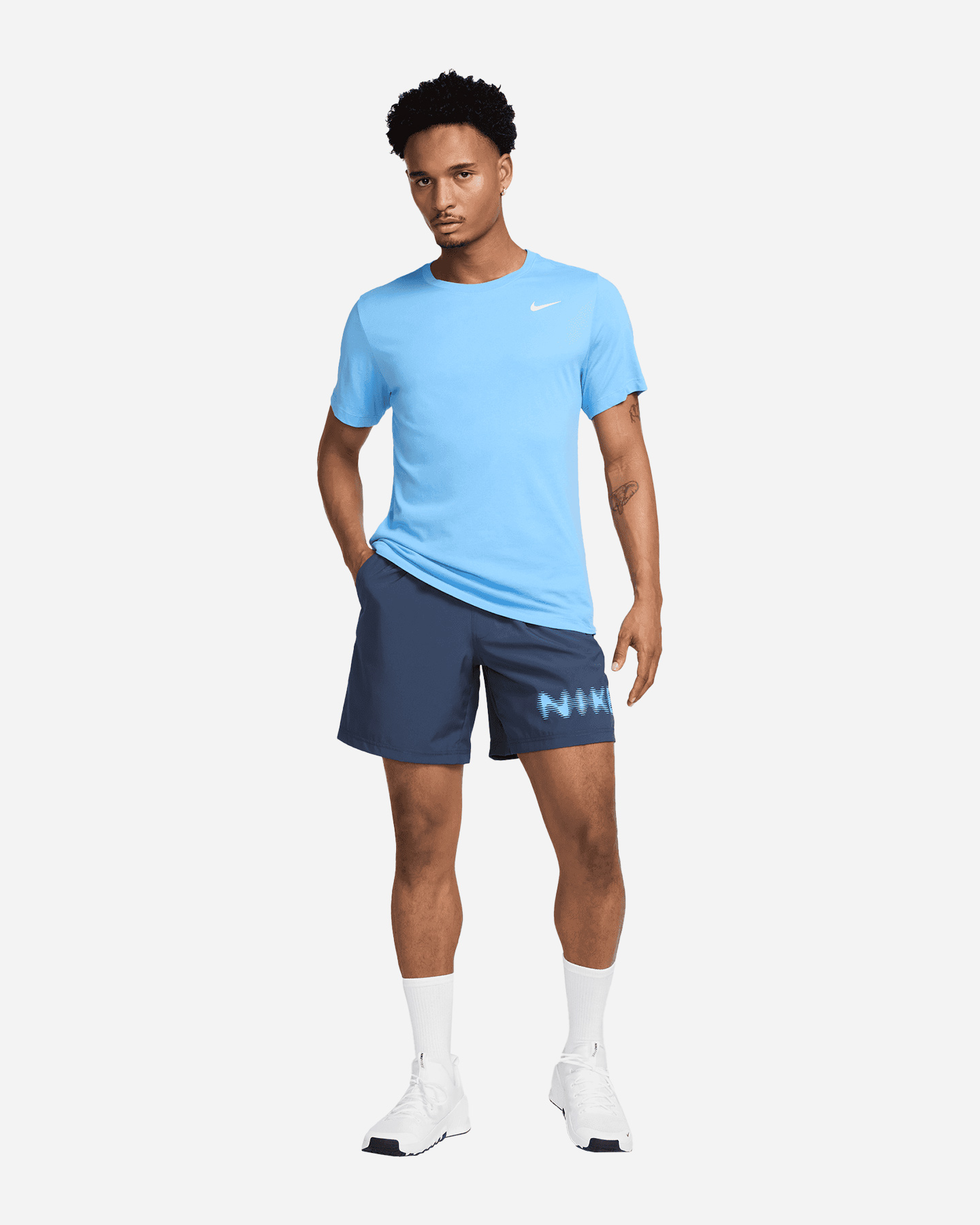 Pantalone training NIKE DRI FIT GRAPHIC 7IN M - Blu - 1 | Cisalfa Sport