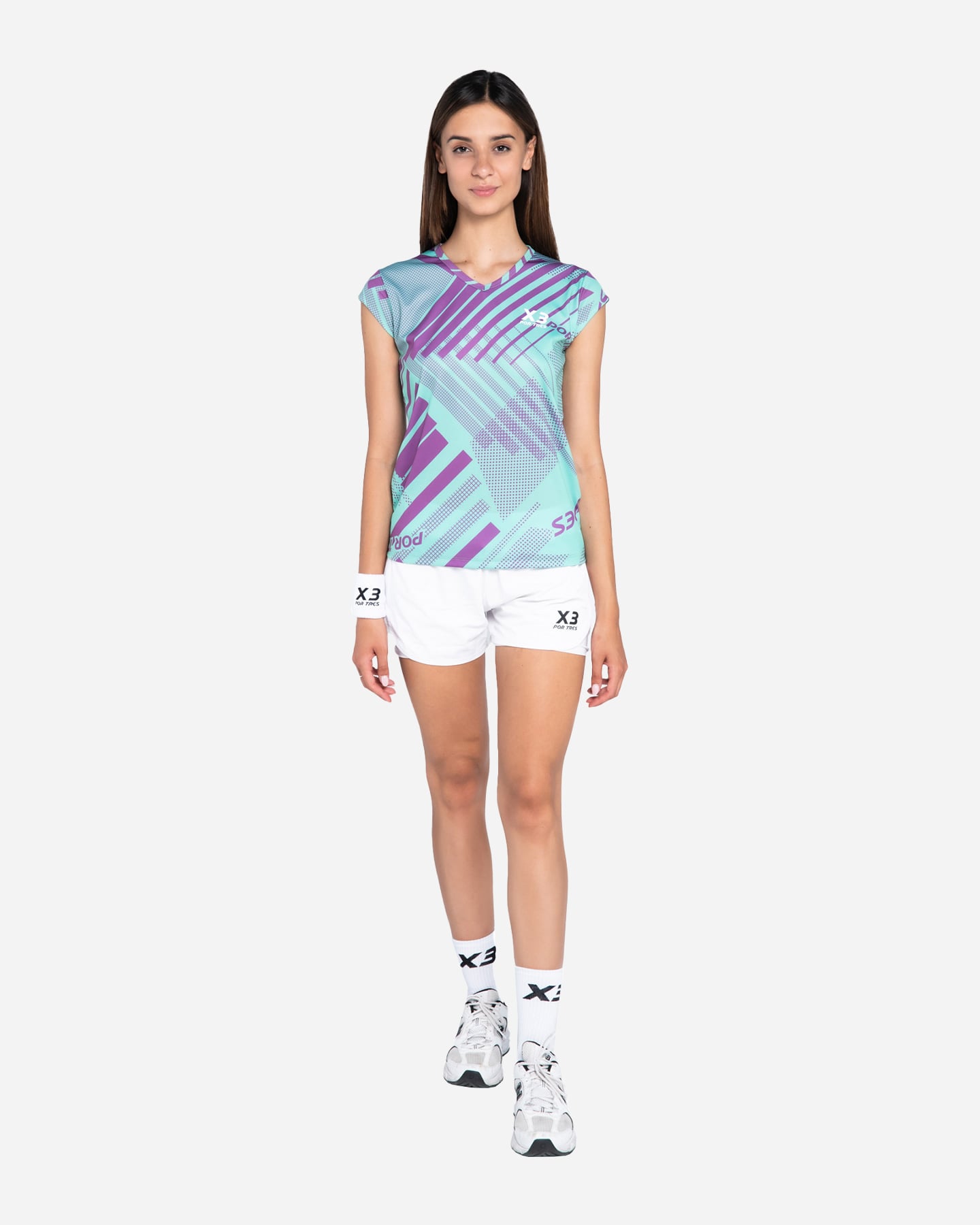 T-shirt tennis X3 POR TRES TENERIFE W - Azzurro - 1 | Cisalfa Sport