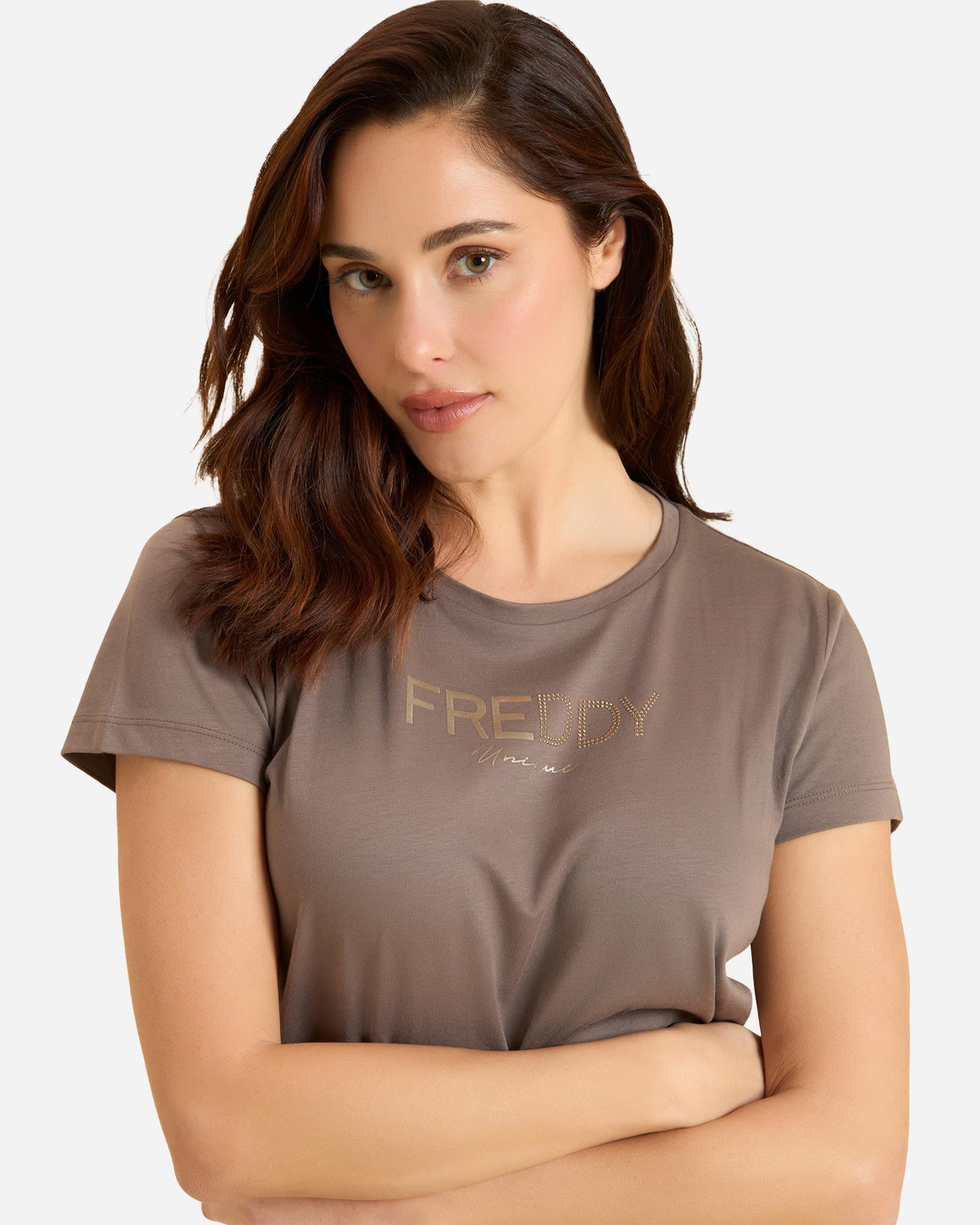 T-shirt FREDDY COLLEGE LOGO STUDS W - Marrone - 5 | Cisalfa Sport