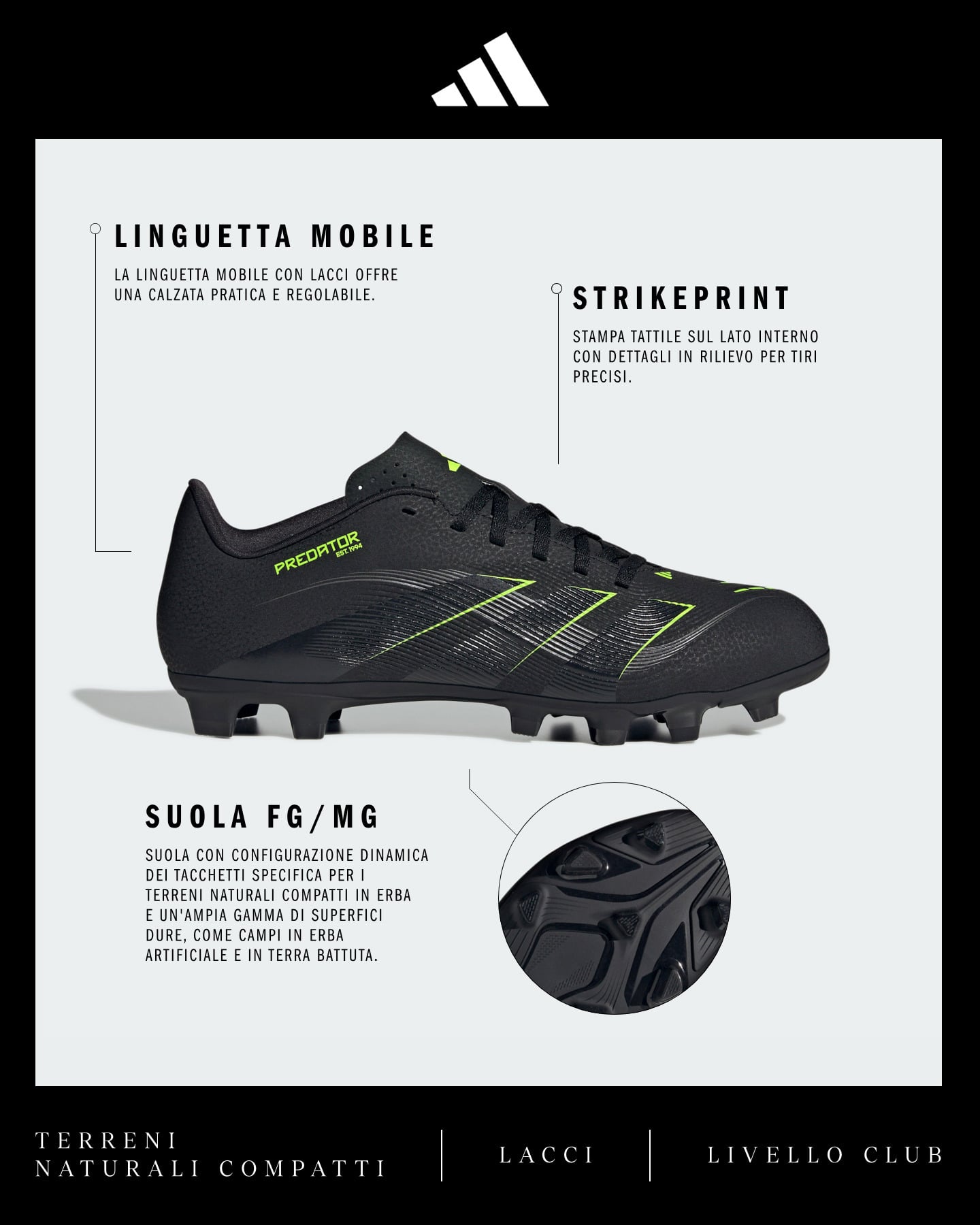 Scarpe calcio ADIDAS PREDATOR CLUB FG-MG M - Color mix - 1 | Cisalfa Sport